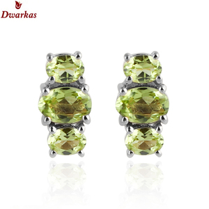 Lujo 925 plata esterlina peridoto tres piedras preciosas pendientes de tuerca joyería de alta calidad para mujer - Product Image 2