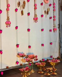 Guirnalda de hilo con cuentas de loto, telón de fondo de escenario, decoración de templo Ganpati, decoración de Diwali, Seemantham, Onam, decoración Pongal - Product Image 2