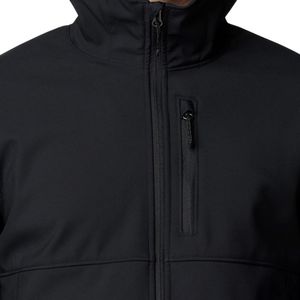 Custom Logo Men's <b>Black</b> Softshell Jacket Breathable <b>Windbreaker</b> with Stand Collar Zipper Closure Waterproof Warm for Outdoor Use - Product Image 2