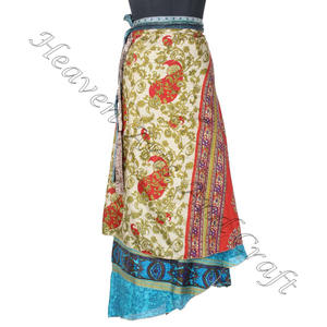 Ethnic Multi Wear <b>Wrap</b> Around <b>Skirts</b> 2 Layer Reversible Magic Silk Saris <b>Wrap</b> Long <b>Skirt</b> Silk Beach Pareos Beach <b>Wraps</b> Beach - Product Image 4