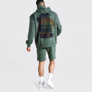 Conjuntos de chándal de gran tamaño personalizados de alta calidad para hombres, ropa de calle, sudaderas con capucha, conjunto de pantalones cortos con impresión personalizada, conjunto de 2 piezas para hombres - Product Image 3