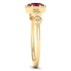 แหวนเงินแท้ 925 ชุบโรเดียม REYES ประดับด้วยมอยส์ซาไนต์ ได้รับการรับรองจาก GRA สำหรับผู้หญิง ทรงรี 0.5 กะรัต ประดับพลอยทับทิม - Product Image 3