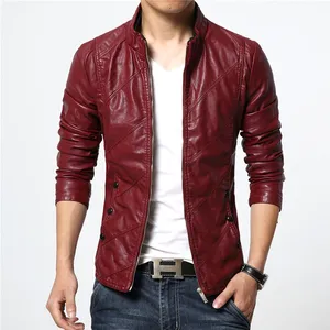 Moda Homens Windproof Confortável Zipper Leather Jacket Em Preço Premium Jaqueta De Couro Respirável Blusão Serviço Do OEM