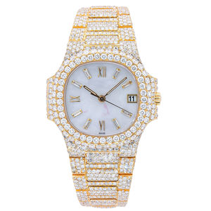 นาฬิกาข้อมือผู้ชายสไตล์สตรีทแฟชั่น ตัวเรือนสแตนเลส ประดับเพชรโมอิสซาไนต์ หน้าปัดกระจก - Product Image 1