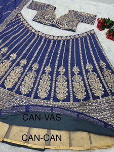 Lehenga Choli bleu pastel très demandé avec tissu Faux Georgette de travail de séquence chinoise pour les festivals et les fêtes de dames - Product Image 5