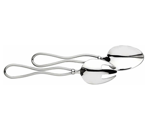 Cuchara y tenedor para servir ensalada de acero de diseñador con mango de madera Juego de servidor de ensalada de Estilo Vintage Herramientas de cocina más vendidas - Product Image 4
