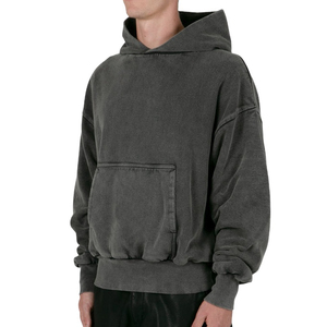 Basics Sweat à capuche d'hiver de luxe pour homme, coupe oversize, style vintage, effet double délavé à l'acide, 100% coton, Streetwear - Product Image 5