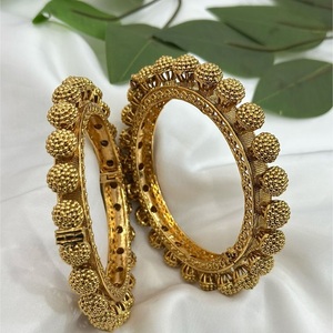 Stylish Premium Quality <b>Gold</b> Polish Exclusive Designer Two <b>Set</b> Of <b>Bangles</b> Wedding Function Wear Collection for Women Girls - Product Image 1