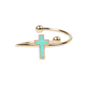 Cucocuca YFB R294 <b>Ring</b> Stainless Steel Enamel Gold Plated Cross Multicolor Size Adjustable Classic Style Daily Christian EU 48h - Product Image 4