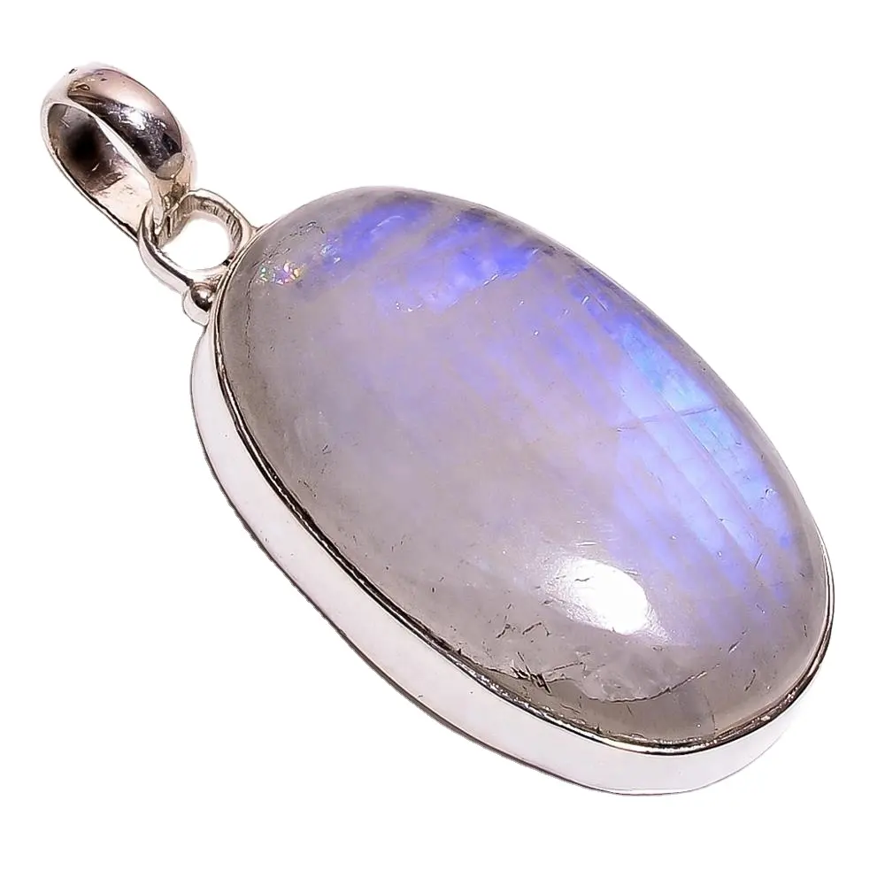 Rainbow Moonstone designer silver pendant, 925 sterling silver pendant jewelry