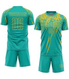 Ensemble de maillots de football personnalisés pour hommes adultes, séchage rapide, respirant, polyester, manches courtes, col rond, taille élastique, vêtements d'équipe, logo personnalisé - Product Image 5