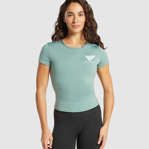 Camiseta Deportiva de Manga Corta con Logotipo Personalizado para Gimnasio, Entrenamiento, Correr, Ecológica, de Secado Rápido, con Patrón Sólido, para Verano - Product Image 2