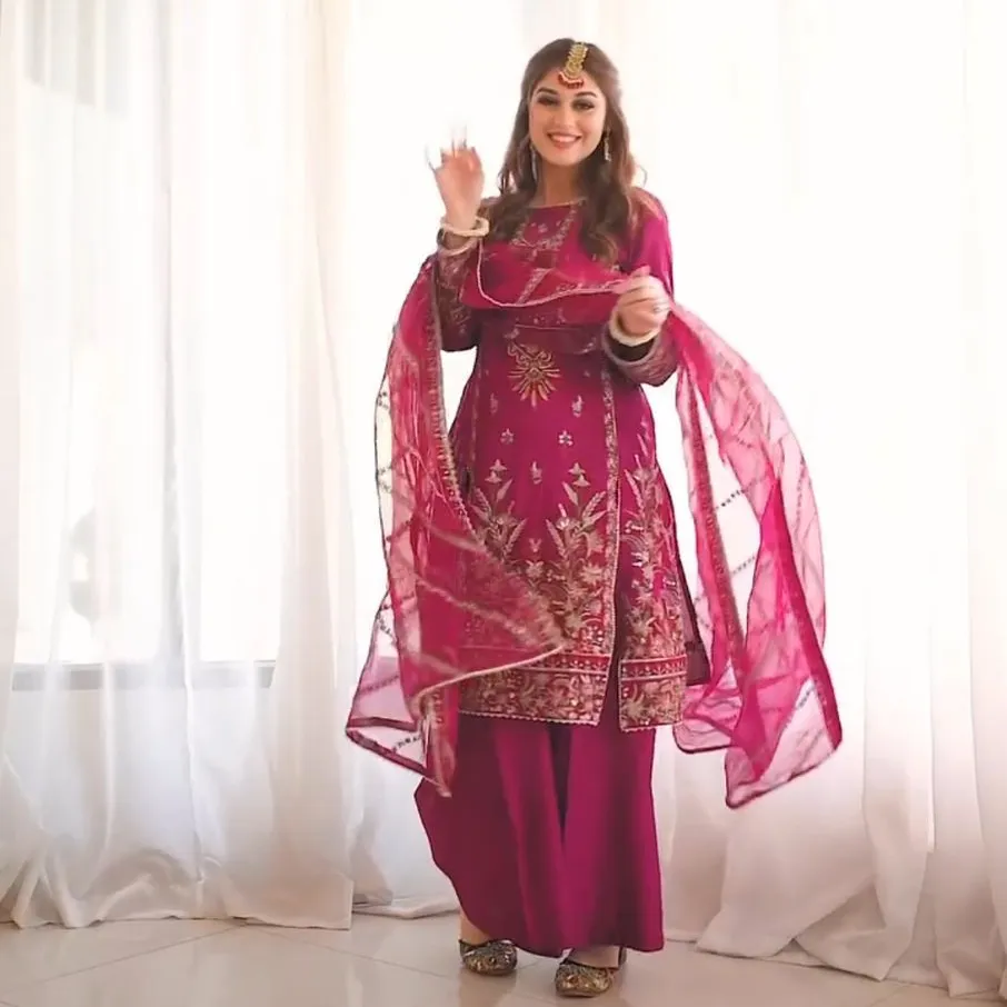 Desenhista de fantasia indiano Paquistão, calça e sapatta para mulheres, roupa de trabalho bordada estilo tendência