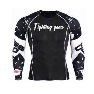 Rashguard imprimé personnalisé à manches longues blanc et noir et Bjj Rash Guard pour homme - Product Image 2
