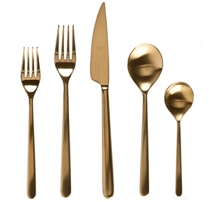 Accessoires de table en métal, couverts de cuisine avec manche plaqué or, ensembles de cuillères, couverts, décoration de table, appareil décoratif - Product Image 6