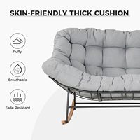 Fauteuil à bascule double Papasan surdimensionné, idéal pour patio, véranda, terrasse