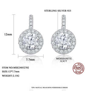 Pendientes de Moissanita Redondos de 1 Quilate con Brillo y Destellos, Diseño de Lujo - Product Image 6