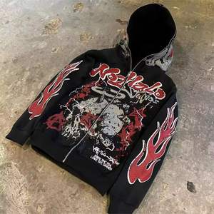 High Quality Men's Custom Zip-Up Hoodie 100% Cotton Distressed Sun faded Stone Acid <b>Wash</b> Embroidered Hoodie - Product Image 5