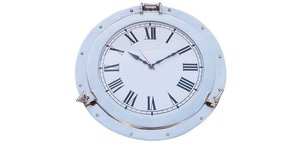 Reloj de pared de ojo de buey de barco de aluminio personalizado con acabado de latón náutico niquelado Reloj de pared de decoración del hogar proveedor indio - Product Image 4