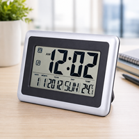LCD Digitaler Wecker mit Großem Display, Tisch- und Wanduhr mit Temperaturanzeige, Kalender, Tag und Datum, 12/24-Stunden-Anzeige für Zuhause und Büro