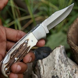 Couteau pliant unique fait à la main en acier inoxydable avec belle poignée en os couteau de survie outils personnalisables pour hommes. - Product Image 3