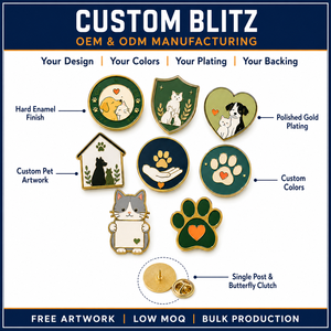 Pins Esmaltados Personalizados para Mascotas y Animales, Set de Insignias Metálicas para Solapa con Diseño de Pata de Perro y Gato, Corazón, Regalo Promocional de Caridad, OEM ODM - Product Image 4