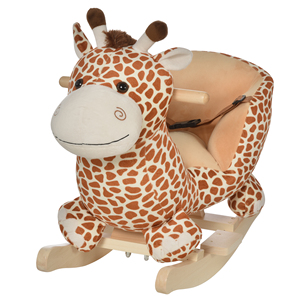 HOMCOM 60x33x45cm cheval à bascule en bois girafe bébé jouet pour enfants - Product Image 1