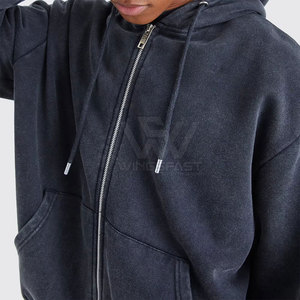 Sudaderas con capucha lavadas ácidas con cremallera básicas hechas a medida al por mayor para hombre recién llegadas sudaderas con capucha lavadas ácidas para hombre éxito de ventas - Product Image 5