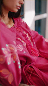 New Stylish Long <b>Boho</b> Embroidered Ukrainian Round Neck Long Ukraine Women Dresses With <b>Belt</b> - Product Image 4