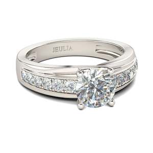 Jeulia Luxury Channel <b>Set</b> Round Cut Sterling <b>Silver</b> Fashion <b>Ring</b> - Product Image 2
