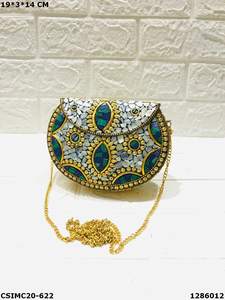 Designer Eye Patterned Metal Mosaic <b>Clutch</b> Stylish Multi-Color Handcrafted Evening <b>Bags</b> for Ladies <b>Wedding</b> Purse - Product Image 3