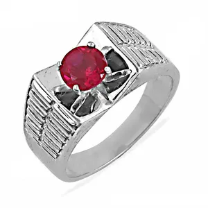 Bague en argent pour homme avec rubis, coupe marquise géométrique, bijoux fins, pierre de rubis authentique certifiée IGI, plaqué rhodium - Product Image 3