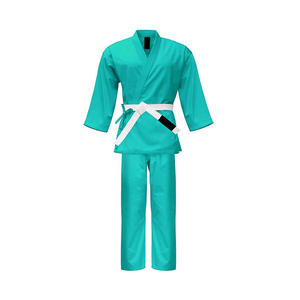 Uniforme de Karate de Polialgodón Fácil de Cuidar, Uniforme de Karate Azul Zinc, Traje de Artes Marciales de Algodón Premium con Cinturón de Contraste Negro - Product Image 4