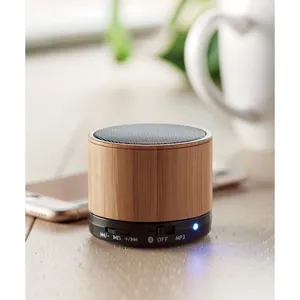 Round Wireless <b>Speaker</b> Sustainable Bamboo <b>USB</b> Promotional Gadgets - Product Image 4