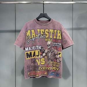 T-shirts en tricot 100% coton surdimensionnés pour hommes, lavage à l'acide, 300 grammes, style streetwear, impression intégrale, vêtements de fabricant - Product Image 4