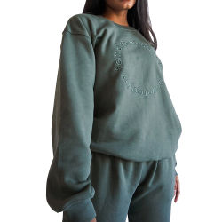 Sweat-shirt surdimensionné brodé personnalisé pour femmes, vente en gros, sweat-shirt ras du cou - Product Image 5