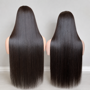 Perruque en cheveux humains lisses, noir naturel, 13x4 13x6, Lace Front HD transparente, pré-épilée, pleine densité - Product Image 1
