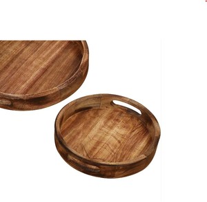 Lot de 2 plateaux en bois de comptoir plateaux organisateurs multifonctionnels pour cuisine chambre service à vin et garde-manger stockage à bon prix - Product Image 3
