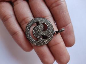 SMILEY 925 Colgante de plata esterlina Pave Diamond 30x30MM - Product Image 3