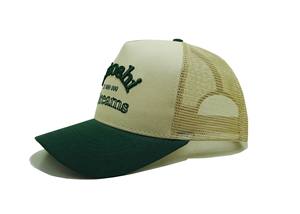 Gorra de camionero de espuma verde y Beige retro Satoshi Dreams diseño personalizado bordado de alta calidad 5 paneles de malla en la parte posterior OEM Vietnam - Product Image 2