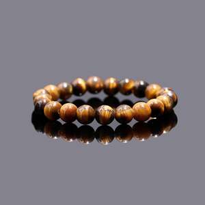 Tiger's Eye Natural Smooth Round Gemstone <b>Beaded</b> <b>Bracelet</b> Ball Shape Pattern - Product Image 2