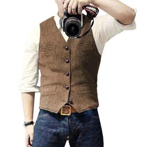 Chalecos de cuero para hombre, Chaleco Ajustado de invierno, prendas de vestir exteriores ecológicas de un solo pecho, traje informal inteligente de talla grande - Product Image 1