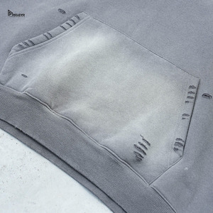 Nouveau design en détresse recadrée poids lourd automne coton 400 Gsm Boxy Fit Style surdimensionné Logo personnalisé hommes sweats à capuche lavés à l'acide - Product Image 2