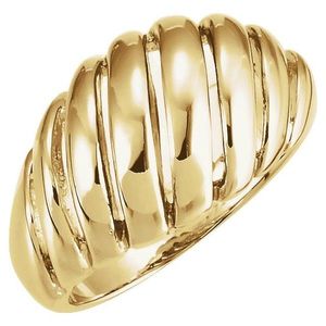 Stuller Romantic Dome <b>Ring</b> 5206:6408P Gold Plated Stainless Steel Inlay Free Size Gift - Product Image 1