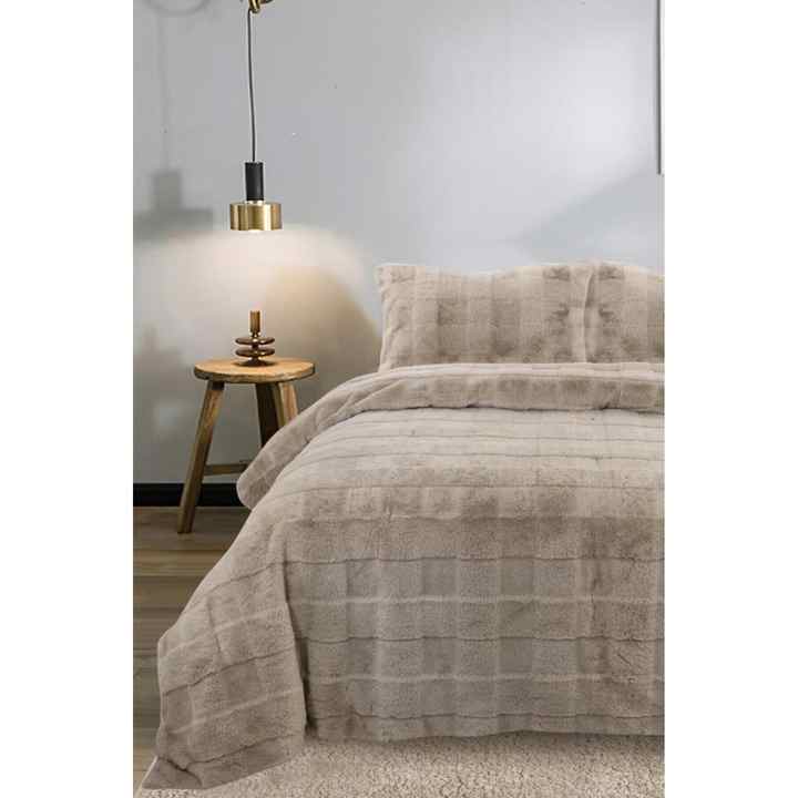 Sonnia Rabbit Hair Double Bedspread Beige
