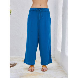 Pantalon crayon taille haute en crêpe pour femme Moonbay - Pantalon décontracté respirant et froissé - Product Image 1