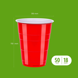 Gobelets froids jetables biodégradables, étanches et écologiques en PET/PLA, rouges, 50 pièces, multi-tailles (8-20 oz) pour fêtes, mariages, événements - Product Image 4