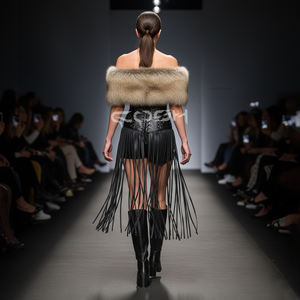 Wholesale Womens Gothic Overbust <b>Fetish</b> Style Clubwear Bustier Corset with Arm Sleeves <b>Fur</b> Detailing & Long Fringe Corsets - Product Image 6