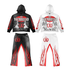 Graphique personnalisé bouffée impression Logo à capuche Fitness Sports Street Wear Jogging Hoodies pantalons de survêtement unisexe cordon ensemble de survêtement - Product Image 5