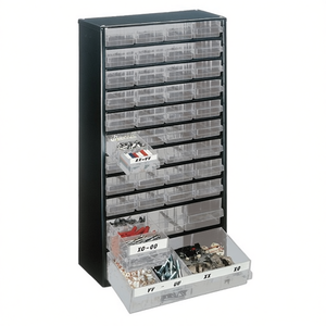 Organizador de Piezas Pequeñas con 40 Cajones, 306 x 150 x 552 mm, Acero Galvanizado, Azul Oscuro/Polipropileno Transparente, Almacenamiento de Herramientas RAACO - Product Image 3